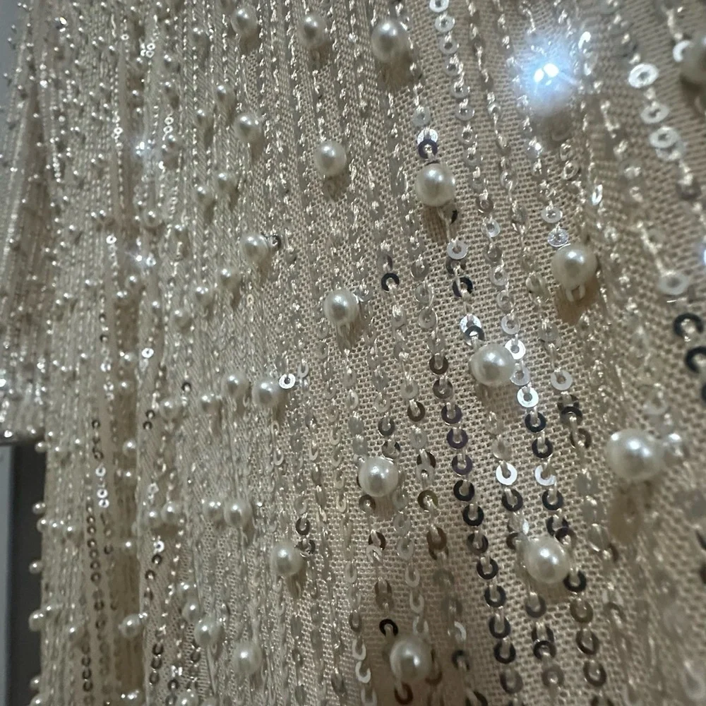 AKIRA Cream Sheath Dress with Cuffed Long Sleeves - Picture 4 of 10